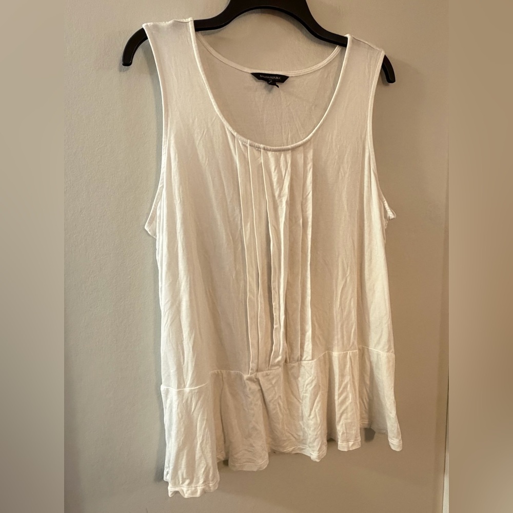 Banana Republic White Sleeveless Peplum Lightweight Tank - Size XL
